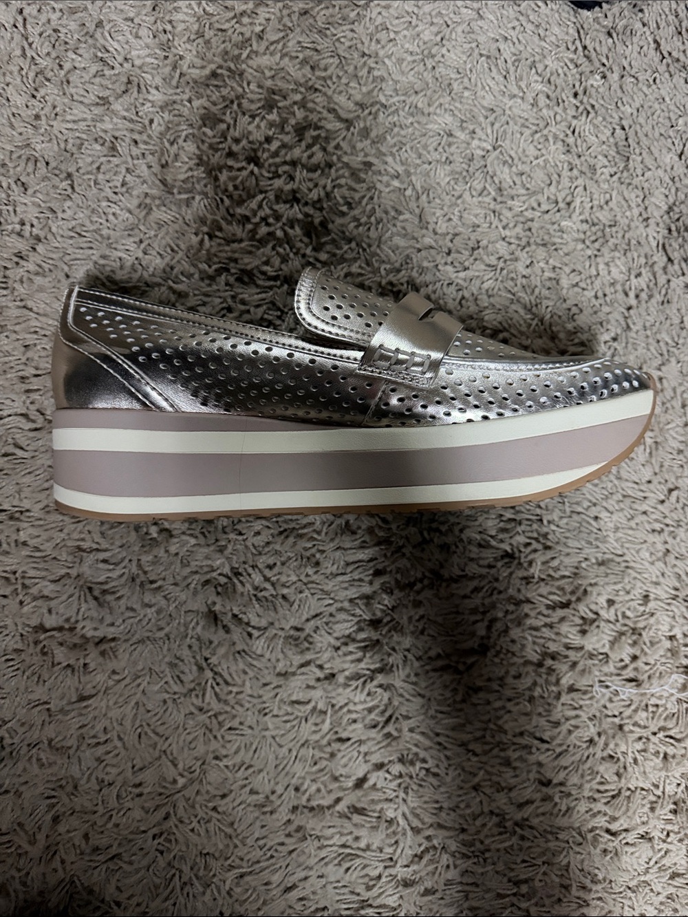 Dolce Vita Metallic Silver Platform Loafer
